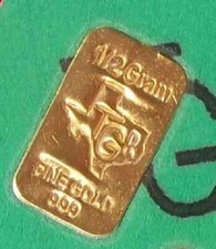 GOLD 1/2 GRAM BAR  TGR PREMIUM BULLION  999.9 FINE CERTIFIED INGOT bin5