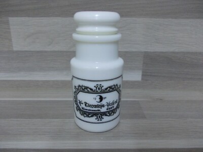 Old White Pressed Glass Mustard Pot Vve. Animal Teyn - Verlent Ghent Belgium