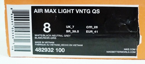Nike Air Max Light VNTG QS 2011 Sneakers size 8 (482932-100) - Picture 14 of 14