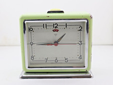Diamond Shanghai Chinese Alarm Clock Mint Green Square Chrome Wind-Up 60s
