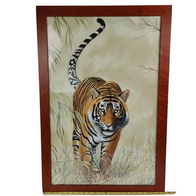Original Painting Tiger Walking Jungle Signed by Artist With