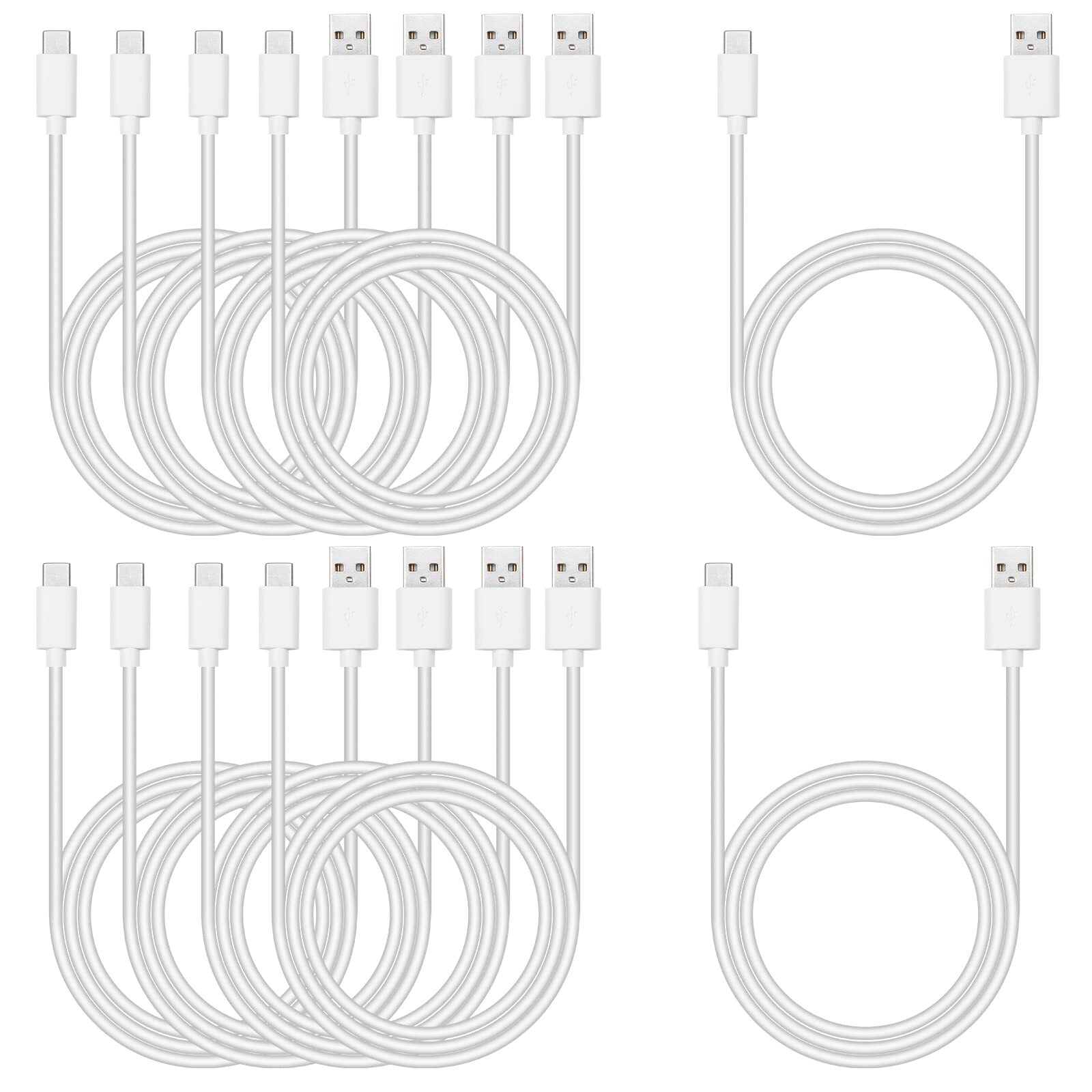 Bulk 10-Pack 6ft White USB-C Charger Cables-image