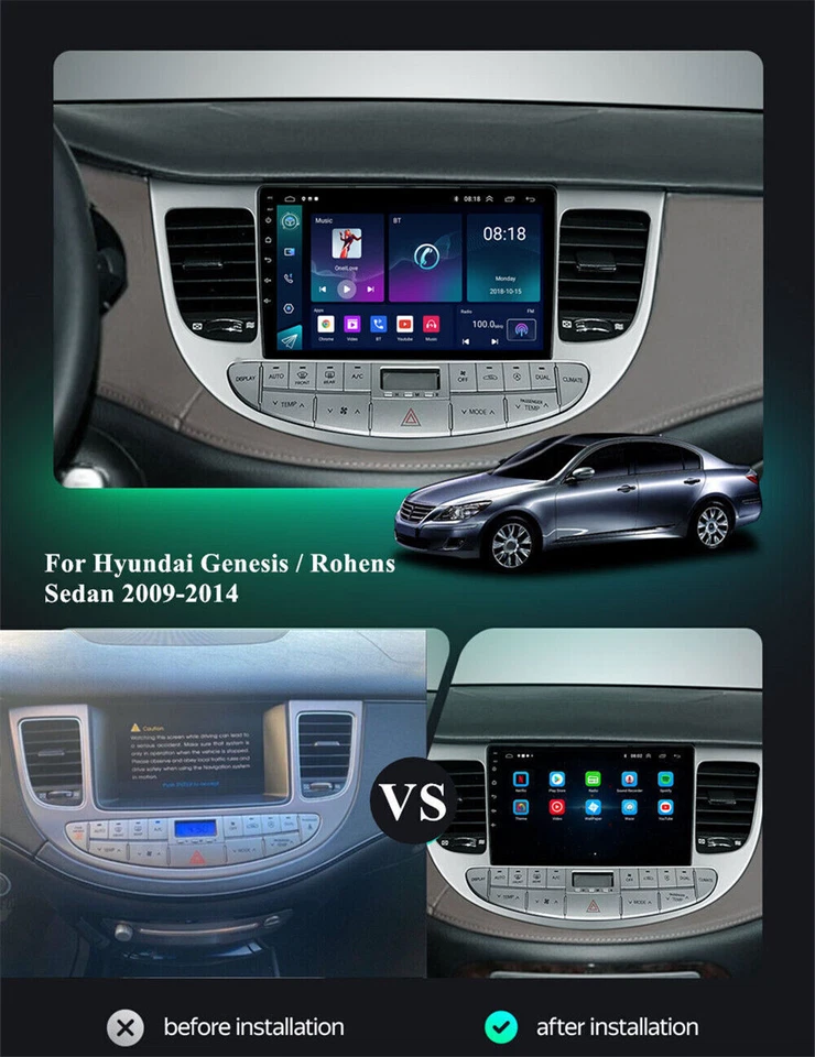 For 2009-2014 Hyundai Genesis Sedan Apple Carplay Radio Android 13 GPS WIFI SWC - Image 2 of 4