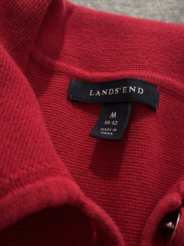 Lands End Red Cardigan Jacket Size Medium - Foto 2 di 4