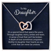 Daughter Hearts As One Interlocking Hearts Necklace Gift
