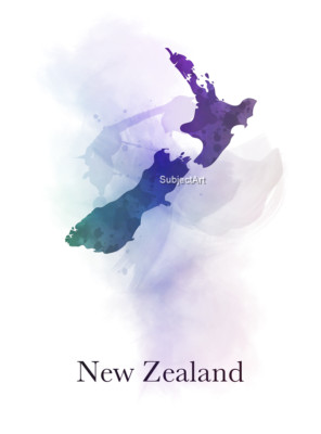 Neuseeland Karte KUNSTDRUCK Reise, Neuseeland Geschenk, Wohnkultur, Wandkunst