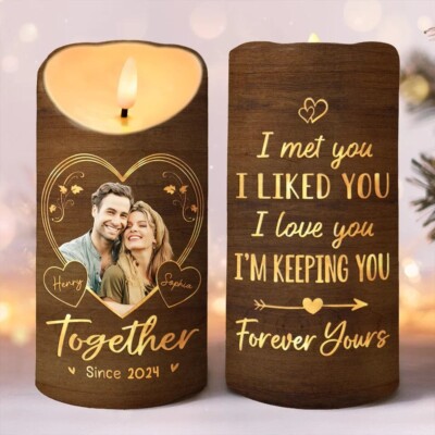 Custom Photo Love Is A Journey Best Traveled Together Personalized LED Candle