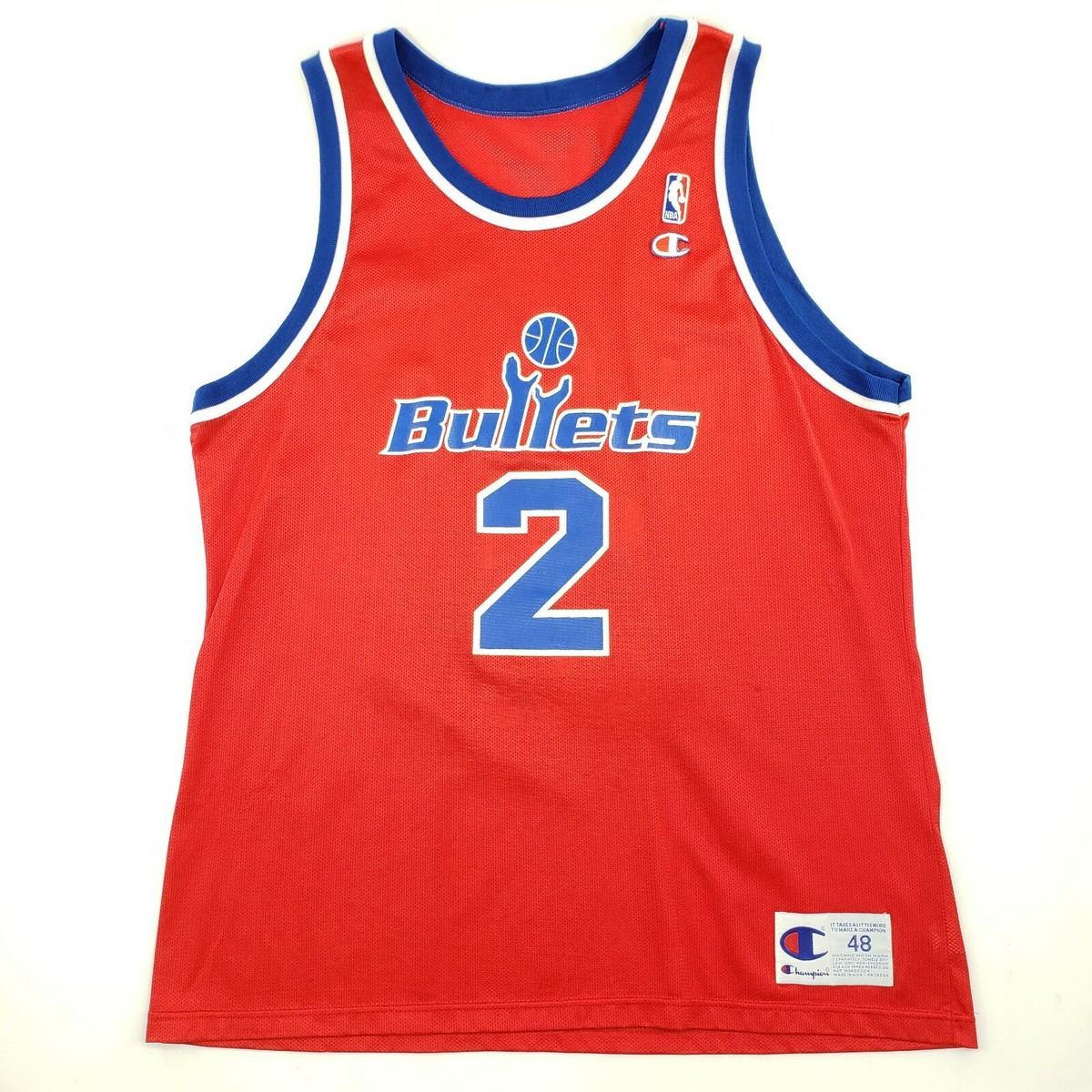 Vintage Champion Chris Webber Washington Bullets #2 Jersey 48 XL NBA 90s  RARE