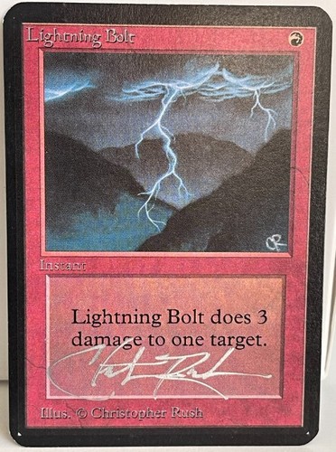 MTG Lightning Bolt Alpha *Silver Signed By Christopher Rush* ULTRA RARE - Picture 2 of 15