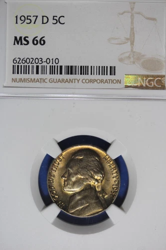 1957 D NGC 5C MS66 JEFFERSON NICKEL #B49484