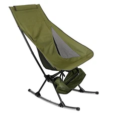 Green Camping Rocking Chair Carry Bag High Back Rocker Heavy Duty Picnic Chair