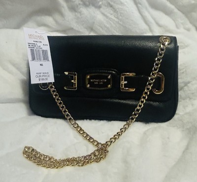 Micheal Kor s Black Hamilton Small Gold Chain Shoulder bag