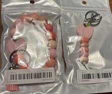 Teacher Wristlet Keychain  regular keychain; "Teach" Heart; Pink and Peach New
