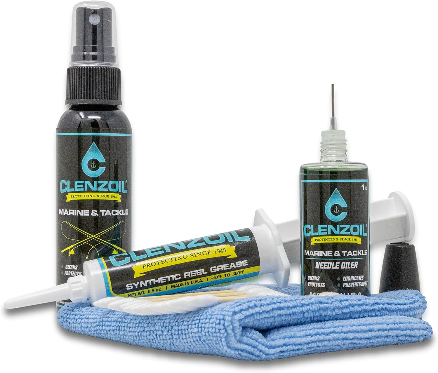 Marine & Tackle Reel Care Kit - with Fishing Reel Oil & Grease - All-in-One Clea