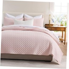 Quilt King Size Lightweight Quilt for Summer King 106" x 96" Light Pink
