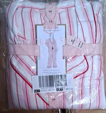 Victoria's Secret Flannel Striped Pajama Set Women's M Pink/White Long Sleeve