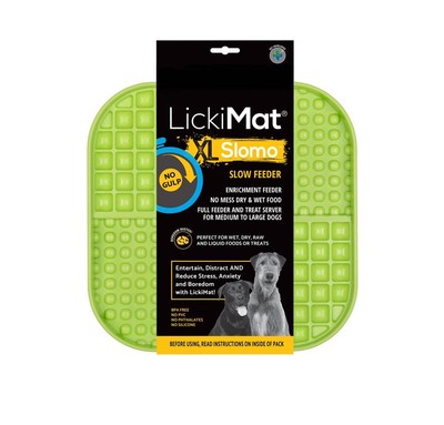 Lickimat Slomo Wet & Dry Double Slow Food Dog Bowl (Green) - 30x30cm