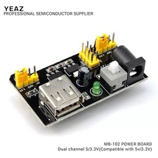 MB-102 Breadboard Power Supply - Dual 5V/3.3V, Black, Universal for DIY Projects
