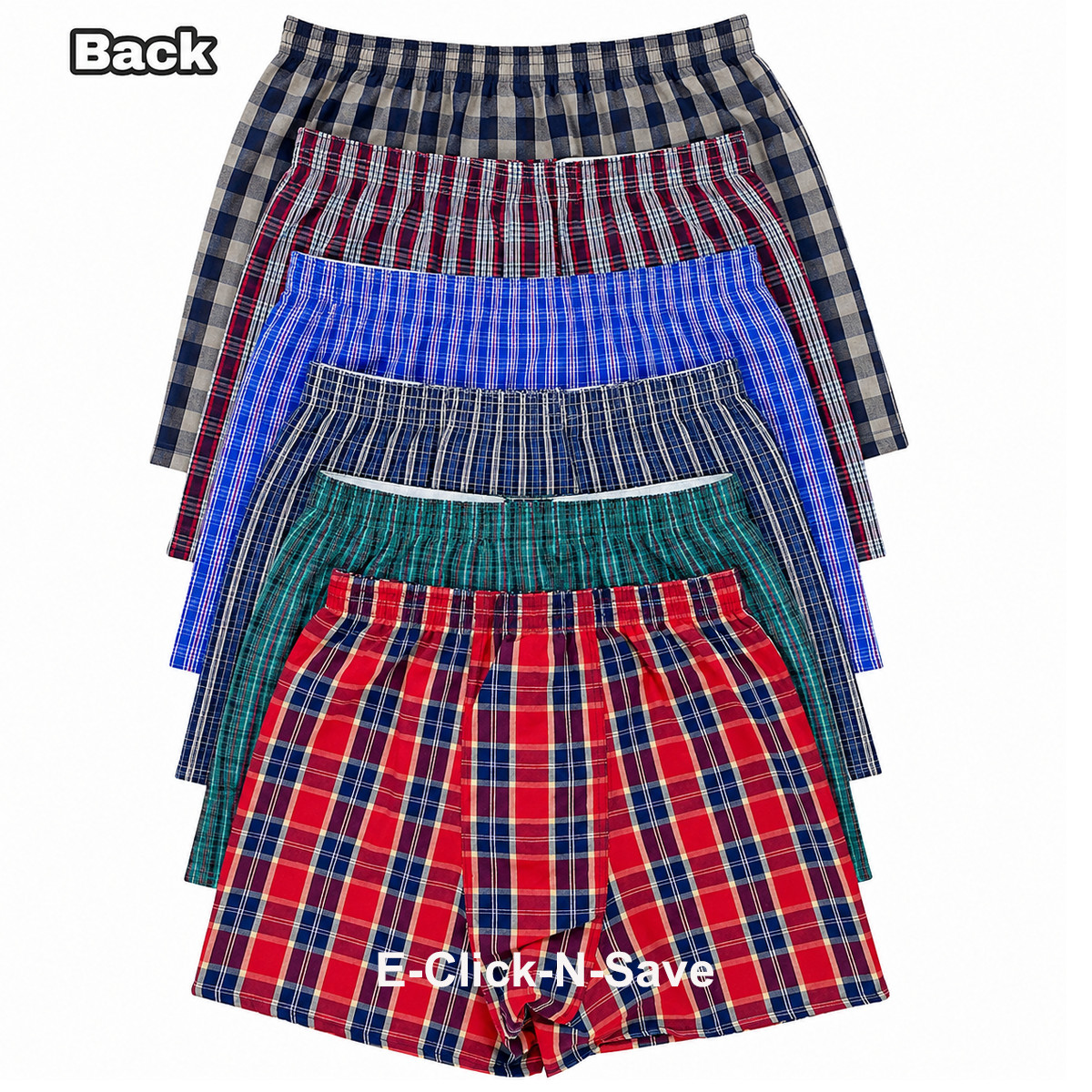 3 6 12 Pack Men's Plaid Boxer Shorts Multi Color Cotton Blend Underwear S-3XL - Thumbnail 4
