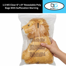 Clear Resealable Poly Bags 6" x 9" Self Seal Water Resistant 1.5 Mil 1000 Pcs