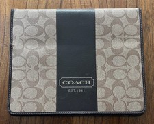 Coach iPad Case Signature Logo Coated Canvas Tan Brown
