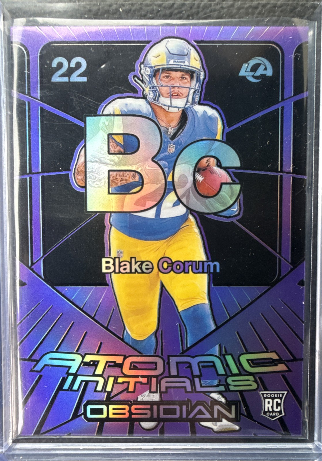 Blake Corum Panini Obsidian Atomic Initials #22 Purple