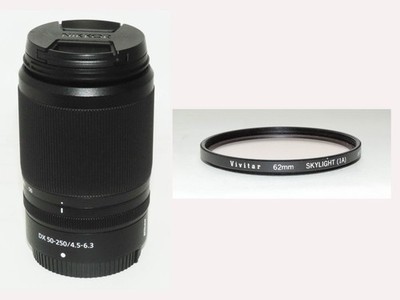 Nikon Nikkor Z DX 50-250mm f/4.5-6.3 VR Lens+ Vivitar 62mm UV Filter. Minty