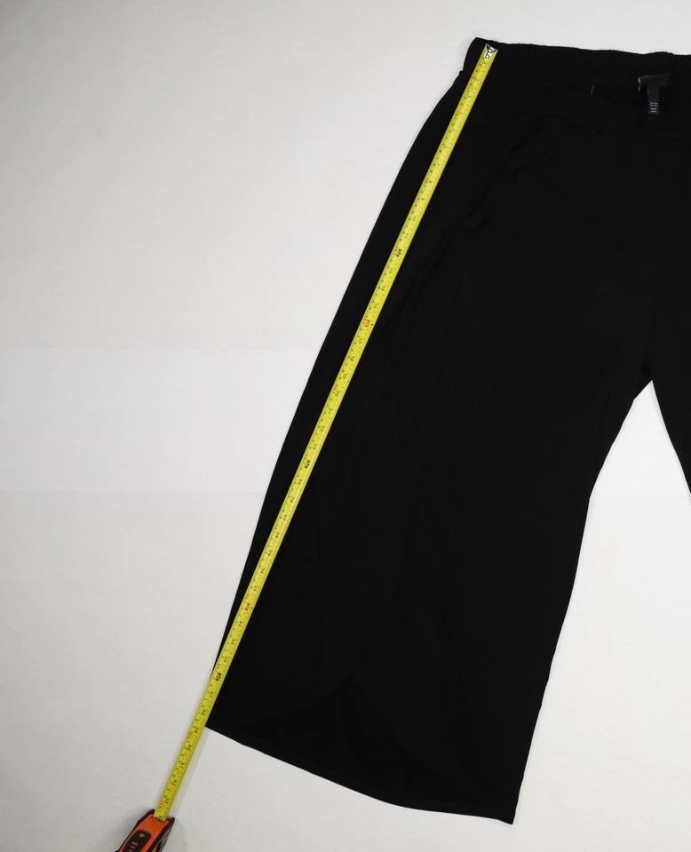 Calça Ulla Popken Feminina 24/26 Preta Perna Larga Cropped Flowy Pull-On Plus Size - Imagem 2 de 4