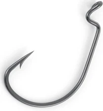 Dr.Fish 100 Pack EWG Hooks Bass Fishing Worm #1/0-100Pack, Black Nickel 