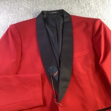 Egara Mens Red Shawl Collar Tuxedo Formal Dinner Jacket Blazer 46R NWT