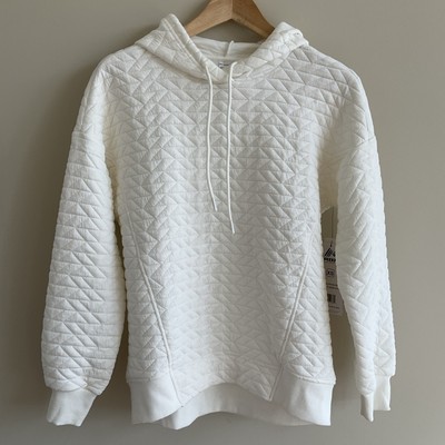 RBX Women's White Quilted Hoodie Sweatshirt Lightweight Spring Jacket Size XS