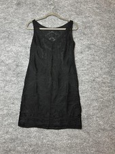 Elie Tahari Dress Womens Medium Black Sheath Embroidered Textured Cocktail Party