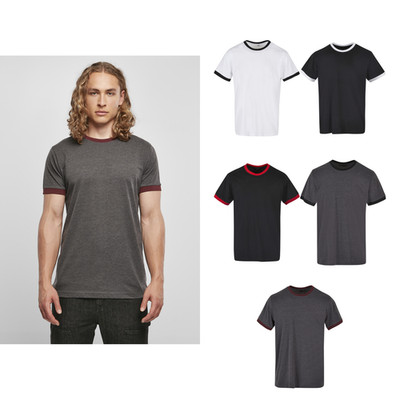 Build Your Brand Basic Ringer Tee BB022 - Short Sleeves and Crew Neck