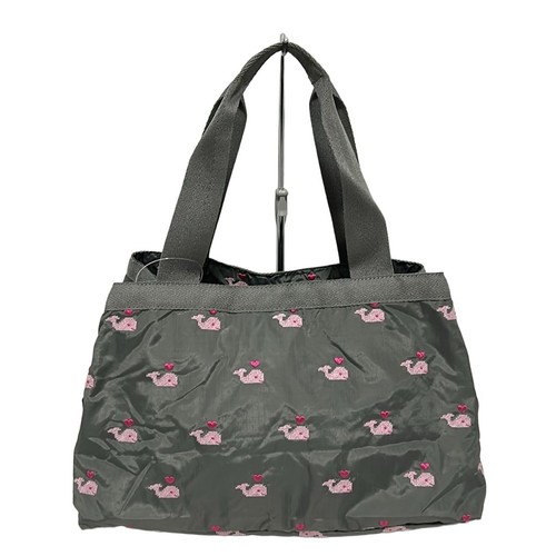 Auth LESPORTSAC - Dark Gray Light Pink Pink Respo Nylon Handbag - Picture 3 of 9