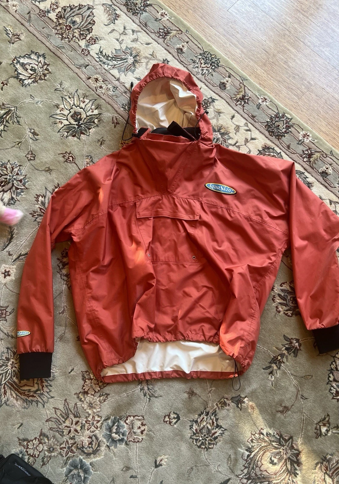 Waterproof AquaSkinz XL Red Anorak Fishing Jacket Hooded Nylon and Neoprene