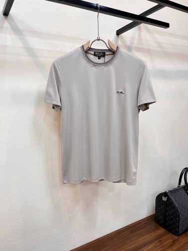 LORO PIANA Light Grey Cotton Silk Crewneck T-Shirt Full Sizes