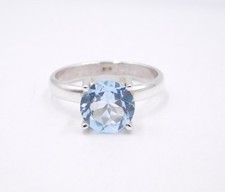 3.30 Gm 925 Sterling Silver Natural Blue Topaz Cut Gemstone Ring Size 7" US