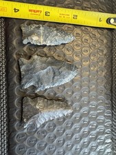 3 Arrowheads early archaic ancient 9000 year old Wayne Co Ohio Coshocton chert. 