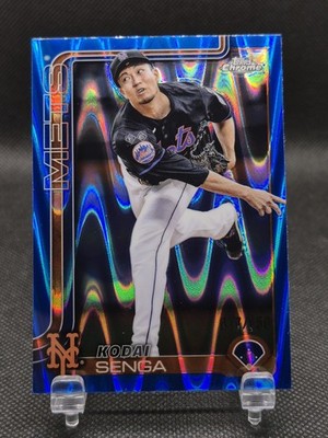 Kodai Senga 2025 Topps Chrome Blue RayWave Refractor #246 /150 Mets Color Match 