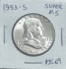 1953-S Franklin Half Dollar, Beautiful Solid Gem BU++