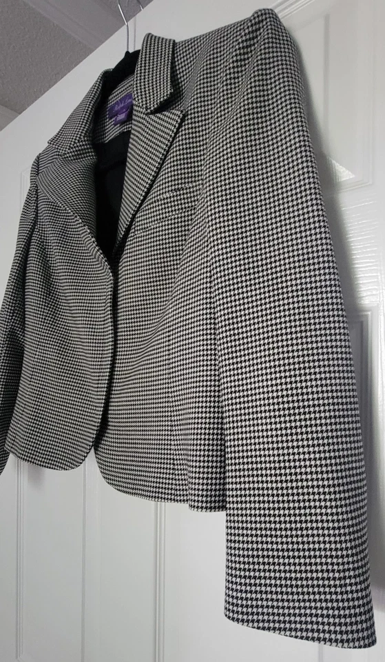 Chaqueta Blazer Ralph Lauren Etiqueta Púrpura Pata de Gallo Mezcla Lana $1690 Talla 2  Foto 3 de 4