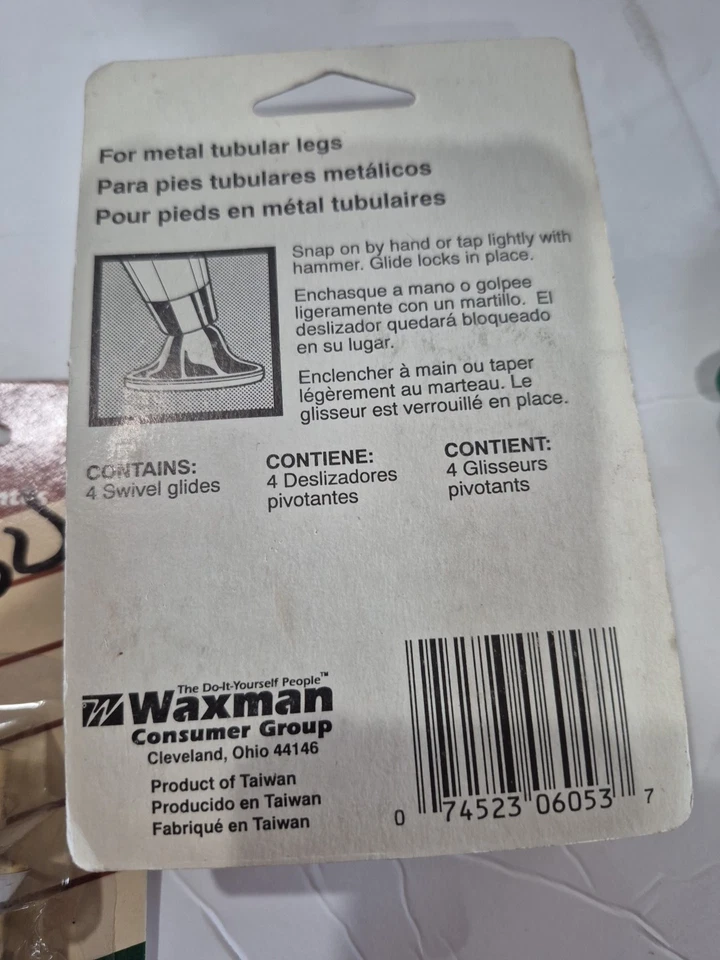 4 Patas de muebles tubulares de metal deslizables giratorios Waxman con falla 7/8 "D7 Foto 3 de 3