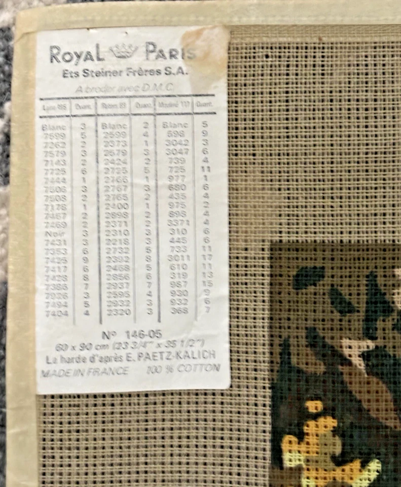 Royal Paris Needlepoint Canvas Deer Herd E.Paetz-Kalich 14605 Steiner Freres '77 - Image 4 of 4