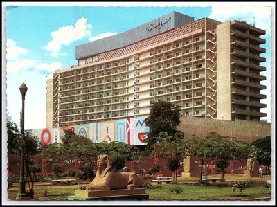 Nile Hilton Hotel Cairo Egypt UAR 1960s Chrome Postcard Sphinx F.H. Gabra K080