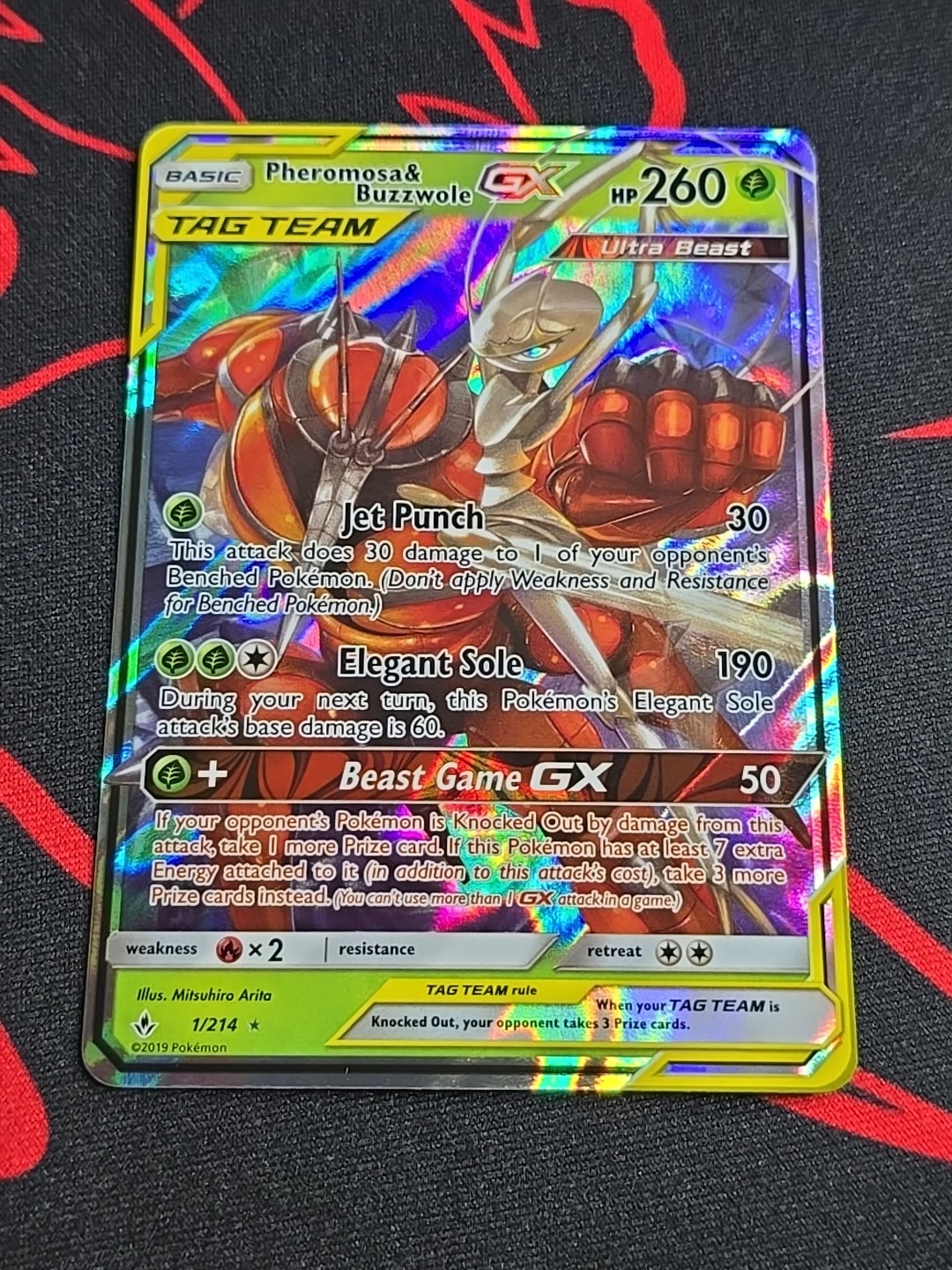 Pheromosa & Buzzwole GX # 1/214 Tag Team Unbroken Bonds Pokémon TCG NM Art Holo