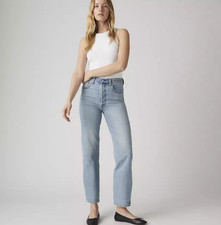 LEVI'S Ribcage Straight Ankle Women's Jeans, Let's Share - Medium Wash NEW