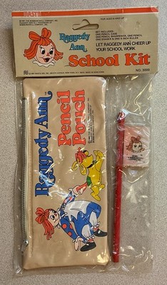 Raggedy Ann Pencil Pouch Eraser Pencil Vintage New In Pkg by Nasta Hong Kong