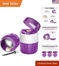 Pill Crusher Pill Cutter Grinder Storage Compact for Elderly Pets Purple