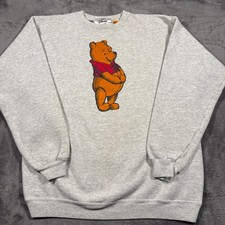 Vintage Disney Store Sweatshirt Mens Medium Heather Gray Winnie The Pooh Cotton