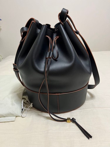 Loewe Balloon Bag, Black Leather, Anagram